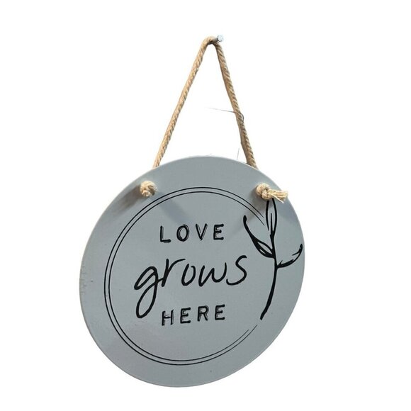Love Grows Here Round Mini Sign Farmhouse Hanging Decor 5in Garden Home Gift - Picture 5 of 6